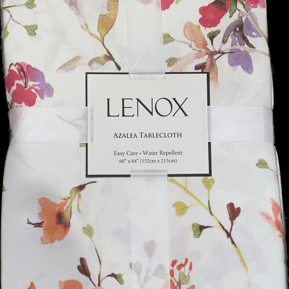 Lenox AZALEA Floral Rectangular Oval Water Repellent Tablecloth Cream 60"x84" - Picture 2 of 3